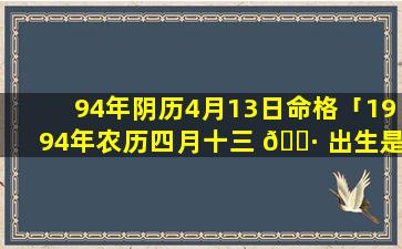 94年阴历4月13日命格「1994年农历四月十三 🕷 出生是什么命」